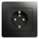 Glossa Антрацит Розетка с заземлением со шторками, 16А (в сборе)  GSL000744  SE