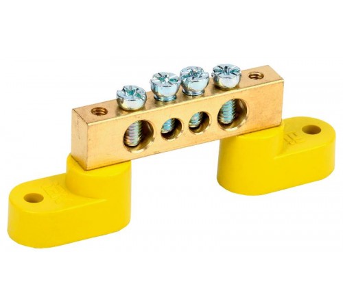 Шина PE "земля" на двух угловых изоляторах ШНИ-8х12-4-У2-Ж  YNN10-812-4C2-K05  IEK