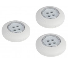 Фонарь-подсветка светодиодный пушлайт SB-803 4хLED на батарейках 3хААА белый 3 шт  Б0052860  ЭРА