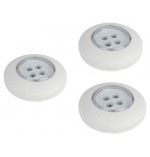 Фонарь-подсветка светодиодный пушлайт SB-803 4хLED на батарейках 3хААА белый 3 шт  Б0052860  ЭРА