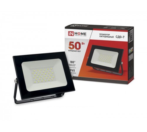 Прожектор светодиодный СДО-7 50Вт 230В 6500К IP65 черный  4690612034638  IN HOME