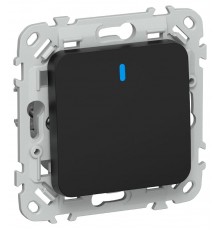 FLITE Выключатель 1-клавишный кнопочный проходной с индикацией 10А ВС61-2-1-ФлЧ черный  FI-V18-1-10-1-K02  IEK