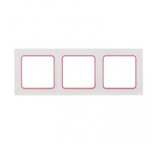 Стокгольм Рамка 3-местная белая с линией цвета красный PROxima  EAM-G-304-10  EKF