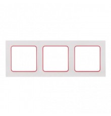 Стокгольм Рамка 3-местная белая с линией цвета красный PROxima  EAM-G-304-10  EKF