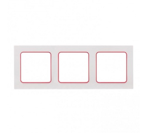 Стокгольм Рамка 3-местная белая с линией цвета красный PROxima  EAM-G-304-10  EKF