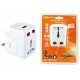 Тревел-адаптер 100-250В 3A (5 в 1) c USB-зарядкой 1000мА белый  SQ1806-0044  TDM