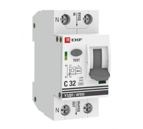 Устройство защиты от дугового пробоя (УЗДП) 1P+N 32А (C) 6 кА EKF PROxima  afdd-2-32C-pro  EKF