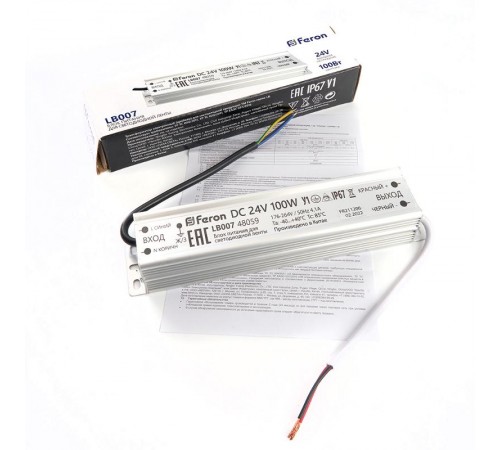 Трансформатор электронный для светодиодной ленты 100W 24V IP67 (драйвер), LB007 FERON  48059  FERON