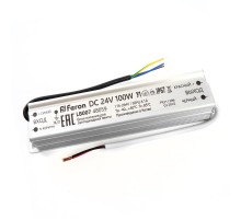 Трансформатор электронный для светодиодной ленты 100W 24V IP67 (драйвер), LB007 FERON  48059  FERON