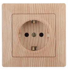 Розетка Intro Solo 4-202-11 с заземлением 2P+E Schuko, 16А-250В, IP20, СУ, сосна  Б0053656  Intro