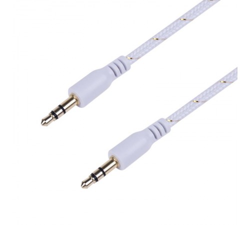Аудиокабель AUX 3.5 мм в тканевой оплетке 1 м белый  18-4070  REXANT