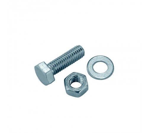 Болт DIN933 с шестигранной головкой оцинк. М6х25 + гайка + шайба (8 шт) - пакет ( 0,081 кг)  112718  Tech-KREP