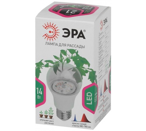 Лампа светодиодная фито для растений 14Вт E27 красно-синий спектр FITO-14W-RB-E27-K  Б0039071  ЭРА