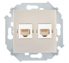 Simon 15 Шампань Розетка компьютерная двойная RJ45 кат.5е, Systimax  1591593-034  Simon