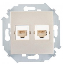 Simon 15 Шампань Розетка компьютерная двойная RJ45 кат.5е, Systimax  1591593-034  Simon