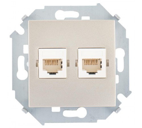 Simon 15 Шампань Розетка компьютерная двойная RJ45 кат.5е, Systimax  1591593-034  Simon
