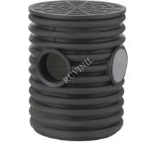 Колодец дренажный смотровой 340/300х2000 мм с тремя выходами 110 мм, дном и крышкой  КДС-340х2000  Рувинил