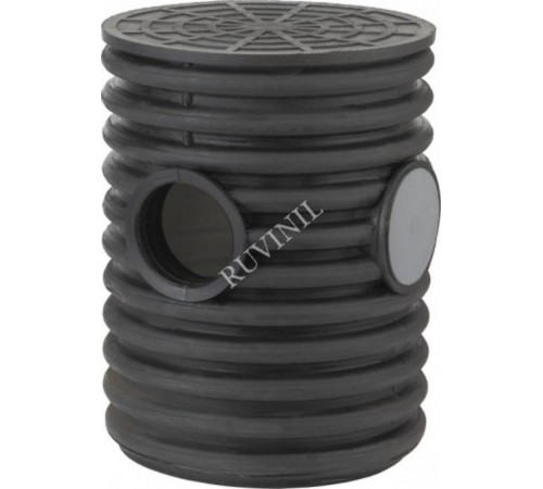 Колодец дренажный смотровой 340/300х2000 мм с тремя выходами 110 мм, дном и крышкой  КДС-340х2000  Рувинил