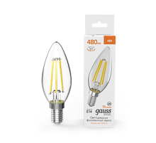 Лампа светодиодная   Basic Filament Свеча 4W 480lm 3000K E14 LED 1/10/50  50312142  Gauss