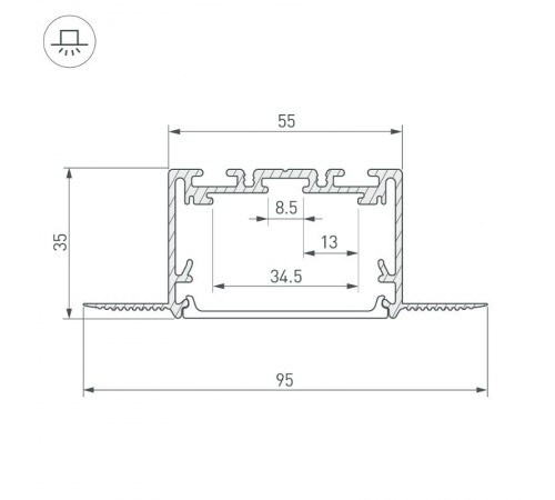 Профиль SL-LINIA55-FANTOM-2500 SEAMLESS ANOD (Arlight, Алюминий)  029507  Arlight