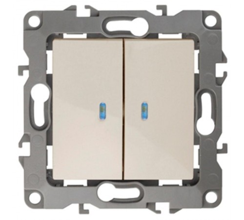 Выключатель двойной с подсветкой 12-1105-02 , 10АХ-250В,  слоновая кость  Б0014658  ЭРА