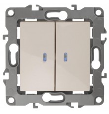 Выключатель двойной с подсветкой 12-1105-02 , 10АХ-250В,  слоновая кость  Б0014658  ЭРА