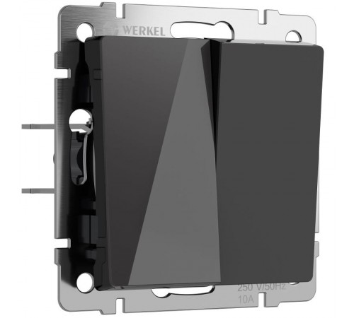 Выключатель двухклавишный проходной (черный акрил) W1122048 a064039  Werkel