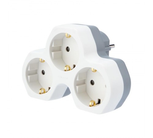 Тройник электрический 16 А с заземлением и защитными шторками, белый  11-1088  REXANT