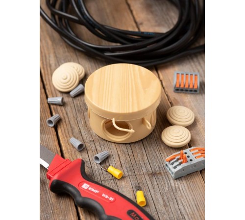 Коробка распределительная КМР-040-038 с крышкой (65х40) 4 мембранных ввода светлое дерево IP54 EKF PROxima  plc-kmr-040-038-s  EKF