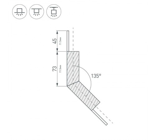 Угол PLS-LOCK-H25-L135W внешний (с экраном MAT-L)  026137  Arlight