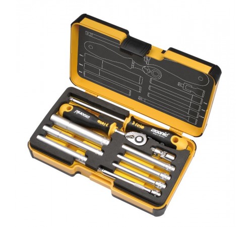 Набор стержней M-TEC с трещоткой и отверткой 1/4" ERGONIC в кейсе, 10 шт  05781006  Felo
