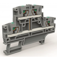 Двухярусная клемма с объединенными ярусами на 4 кв.мм  ZEFD410GR  DKC