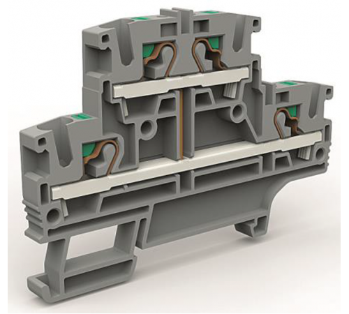 Двухярусная клемма с объединенными ярусами на 4 кв.мм  ZEFD410GR  DKC