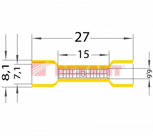 Соединительная гильза изолированная L-26 мм 4-6 мм (ГСИ 6.0/ГСИ 4,0-6,0) желтая  08-0731  REXANT