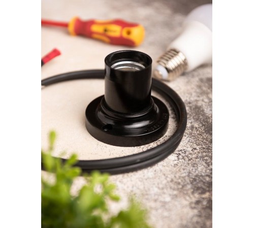 Патрон потолочный карболитовый Е27 черный прямой без наклейки PROxima  LHC-E27-sc  EKF