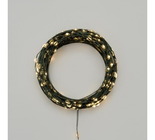 Гирлянда светодиодная Роса с контроллером 50м, 500LED, ТЕПЛЫЙ БЕЛЫЙ, IP20, 230В, зеленый провод  303-286  NEON-NIGHT