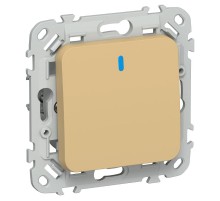 FLITE Выключатель 1-клавишный с индикацией 10А ВС11-1-1-ФлШм шамуа  FI-V10-1-10-1-K89  IEK