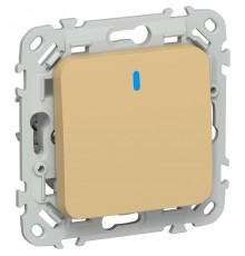 FLITE Выключатель 1-клавишный кнопочный с индикацией 10А ВС11-2-1-ФлШм шамуа  FI-V14-1-10-1-K89  IEK