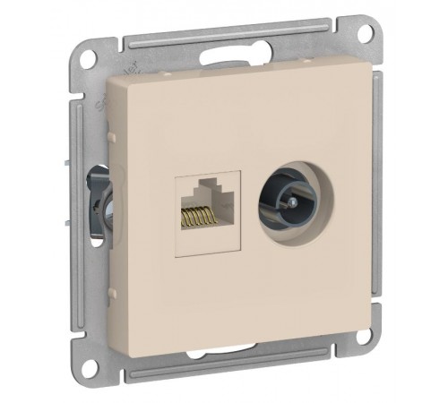 AtlasDesign Бежевый Розетка 2-ая комп+TV, RJ45+TV, кат.5E, механизм  ATN000289  SE