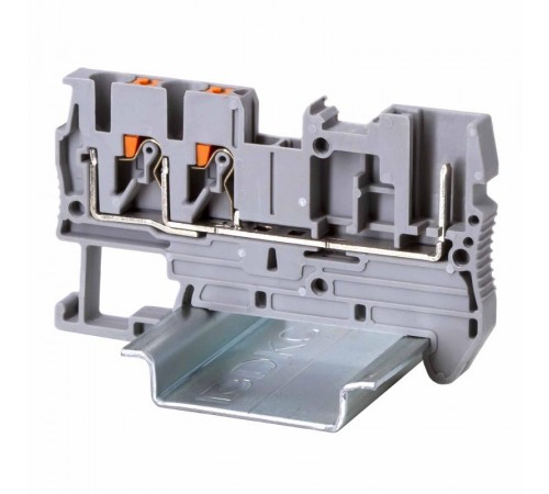 Клемма проходная под вставной штекер, зажим push-in, 3 точки подключения, 2.5 кв.мм, серая  VPR-2.5-TWIN-1P  DKC