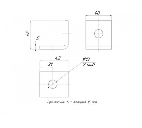 STRUT-пластина угловая 90гр. 2 отверстия HDZ  stpu2-HDZ  EKF