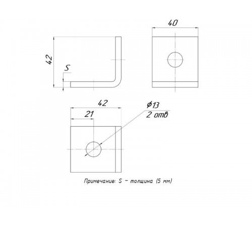 STRUT-пластина угловая 90гр. 2 отверстия HDZ  stpu2-HDZ  EKF