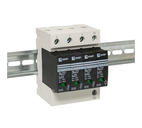 Устройство защиты от импульсных перенапряжений Т1+Т2; Iimp-12,5kA; In-20kA; Uc-275В; 3+1 EKF PROxima  OV12-31-506  EKF