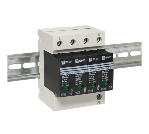 Устройство защиты от импульсных перенапряжений Т1+Т2; Iimp-12,5kA; In-20kA; Uc-275В; 3+1 EKF PROxima  OV12-31-506  EKF