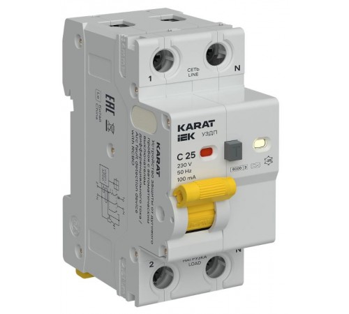 KARAT УЗДП с АВДТ 1P+N C 25А 100мА тип A  KA-DP12-1-025-C-100-A  IEK