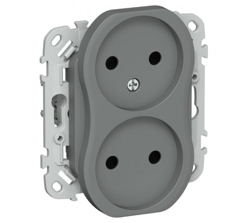 FLITE Розетка 2-ая без заземления без шторок быстрозажимные клеммы 10А РС02-1-ФлМА мокрый асфальт  FI-R20-10-1-K80  IEK