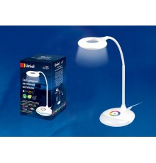 Светильник настольный TLD-535 White/LED/250Lm/5500K/Dimmer с ночником RGB 4W акк 1800mAh сенсор Белый  UL-00001496  Uniel