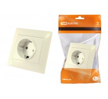 Розетка 2П+З 16А 250В с защ. шт. сл. кость "Лама"   SQ1815-0111  TDM