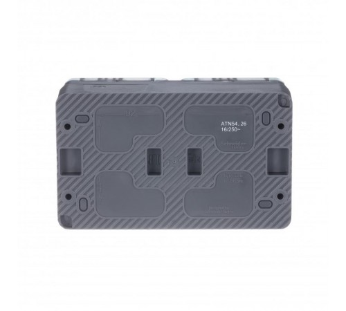 AtlasDesign Profi54 Антрацит O/У двойная Розетка с заземлением со шторками 16А  ATN544026  SE