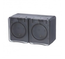 AtlasDesign Profi54 Антрацит O/У двойная Розетка с заземлением со шторками 16А  ATN544026  SE